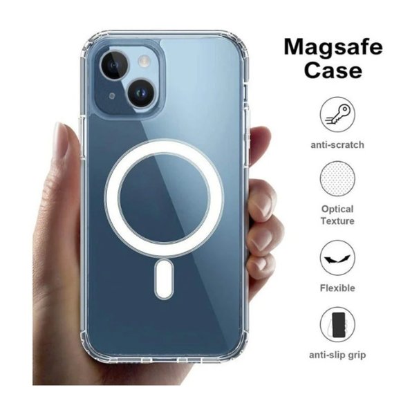 Remax MagSaf magnetic charging transparent iPhone 14 Plus Clear Creative Case - Picture 4 of 5